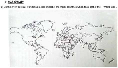 On the given political world map locate and label the major countries ...