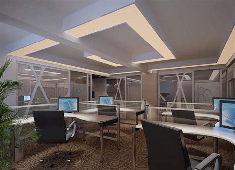现代风格办公室吊顶装修设计图_装信通网效果图