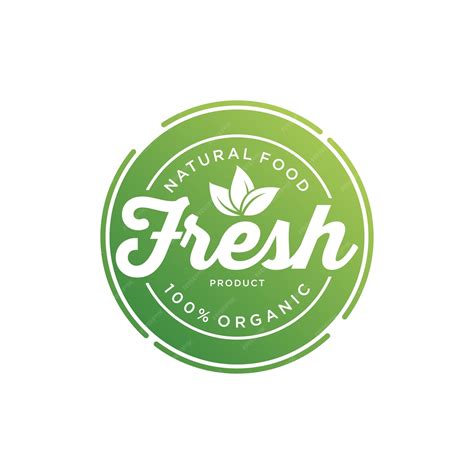 100 percent fresh organic food natural label sticker logo design ...