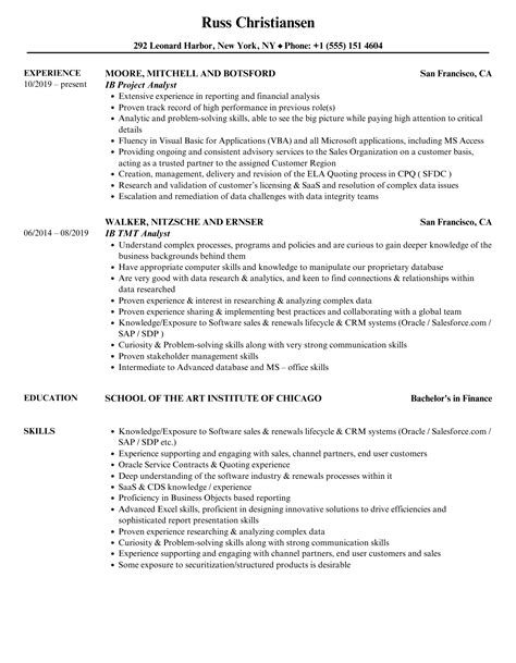 Ib Analyst Resume Samples | Velvet Jobs