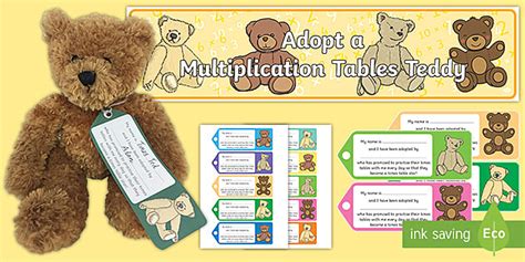 Adopt a Times Table Teddy Tags