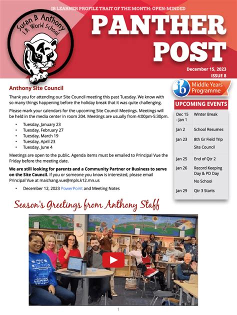 Fillable Online Anthony Middle School Panther Post - December 2023 ...