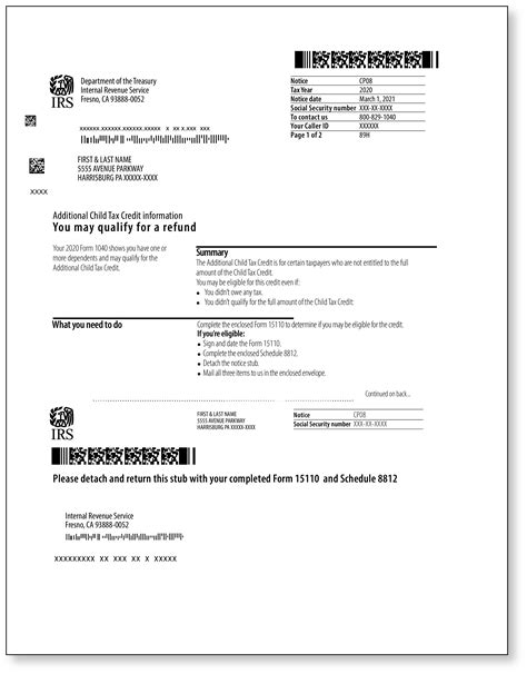 IRS Audit Letter CP08 - Sample 1