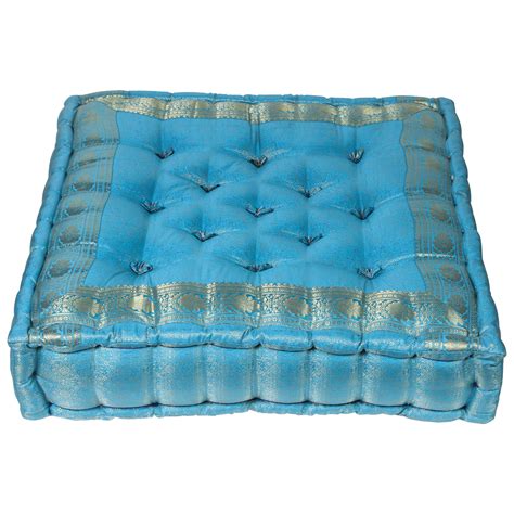 Moroccan Oversized Turquoise Tufted Floor Pillow Cushion at 1stDibs ...