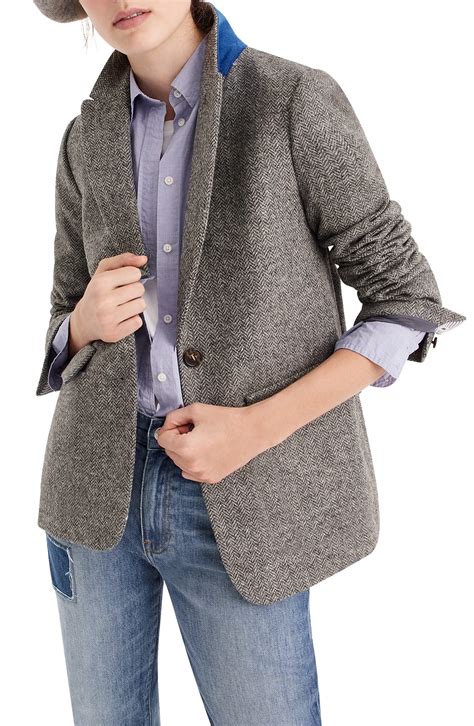 J.Crew English Herringbone Oversize Wool Blazer in Gray - Lyst