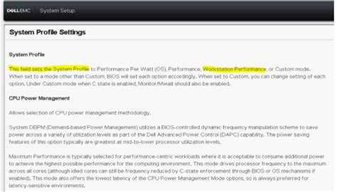 PowerEdge: Help page shows unnecessary Workstation Performance at ...