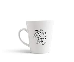 Buy Tee Mafia Jesus Loves You Conical Mug with Print | Quote Coffee Mug ...