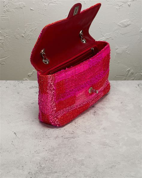 FWRD Renew Chanel Medium Single Flap Bag in Pink & Red | FWRD