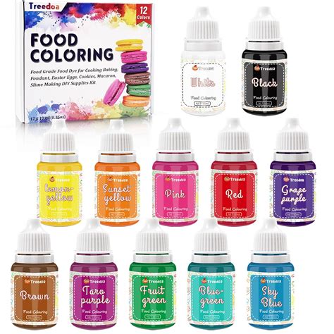 Amazon.com : Food Coloring Liquid Set,12 Colors x10ml Food Grade ...