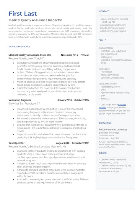 Quality Assurance Specialist Resume Quality Assurance Resume Examples