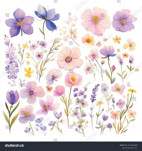 Watercolor Flower Painting On Canvas Illustration Stock Vector (Royalty ...