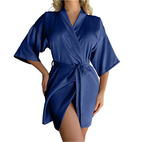 BLVB Womens Silky Satin Short Robes Half Sleeve Wedding Party Bride ...