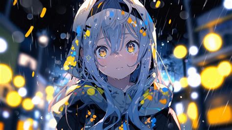 Wallpaper girl, rain, drops, anime hd, picture, image