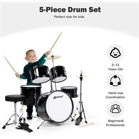 Buy Gymax 16 5-Piece Complete Kids Junior Drum Set Children Beginner ...