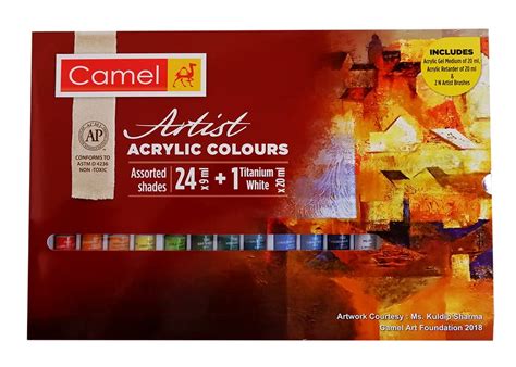 Artist Acrylic Colours 24 Shade X 9ml + 1 Titanium White X 20ml ...