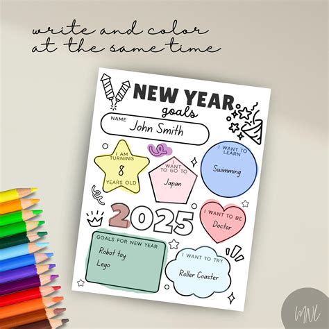 New Year’s Resolution Printable for Kids – Year in Review and Goals for the Year, New Year’s ...