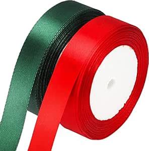 Forty Wings Set of 2 Red Green Satin Ribbon Roll 1"Inch ( Each 10 M 2* ...