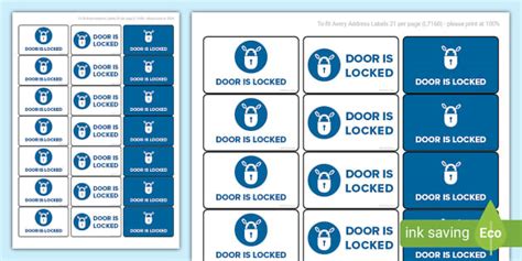 Door is Locked Sign Labels | Labels | Twinkl (teacher made)