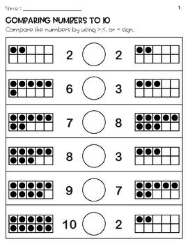 Image result for Comparing within 10 Worksheet