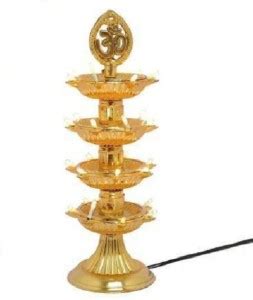 Vonc 4 Layer Electric Gold LED Plastic Diya Light For Diwali Temple ...