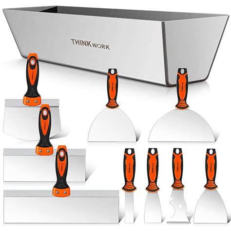 THINKWORK Drywall Knife Set, 10Pcs Drywall Tools Include Stainless ...