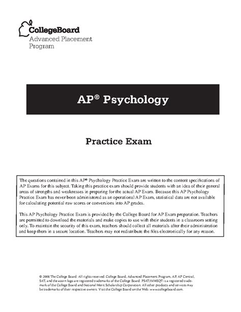 2008 ap psy practice exam - The questions contained in this AP ...