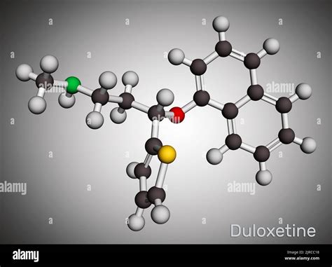 Duloxetine antidepressant drug molecule. It is used to treat anxiety disorder, neuropathic pain ...