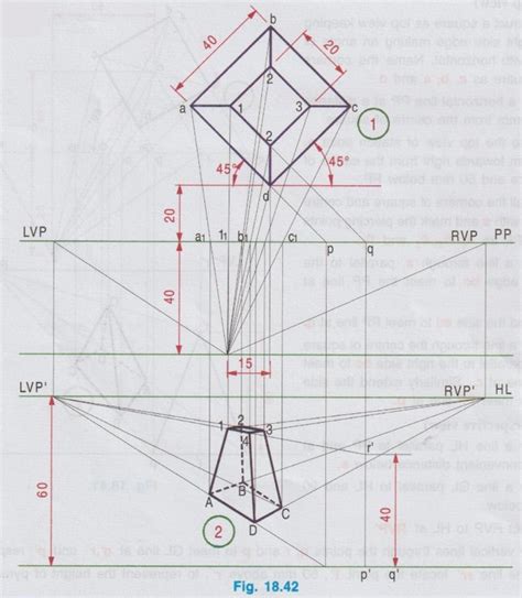 Vanishing Point Method (Perspective Projection) - Engineering Graphics (EG)