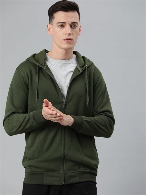 Buy ADBUCKS Men Olive Green Hooded Sweatshirt - Sweatshirts for Men ...