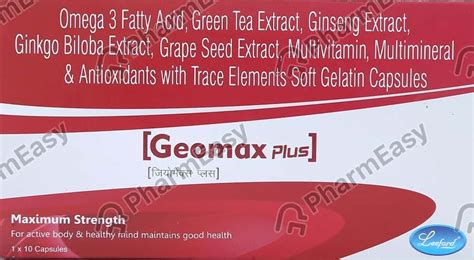 Buy Geomax Plus Strip Of 10 Capsules Online at Flat 15% OFF | PharmEasy