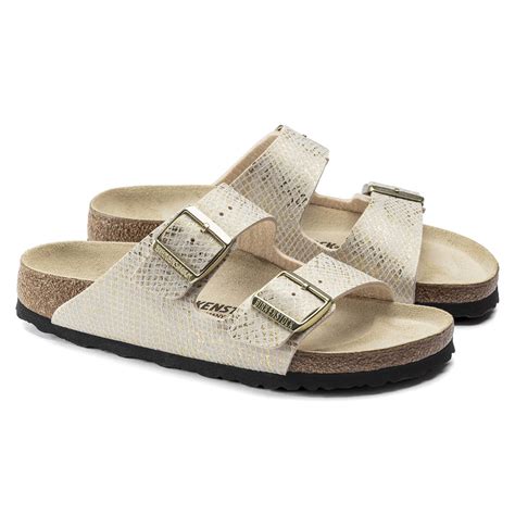 BIRKENSTOCK Arizona Micro Fibre Sandal - Shiny Python Black, Eggshell