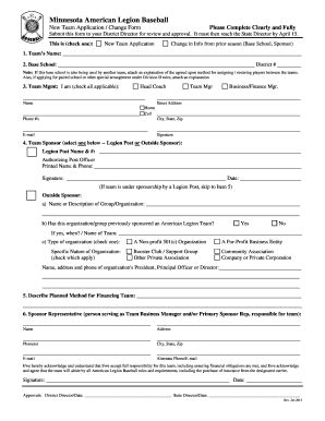 Fillable Online tricitybaseball Minnesota American Legion Baseball Fax ...