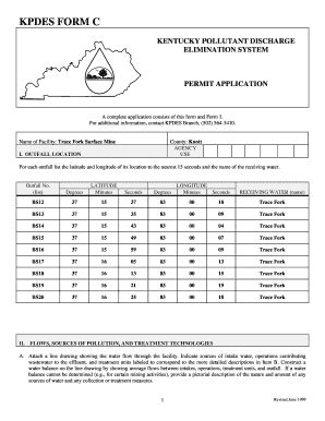 Fillable Online epa KPDES Form C - Permit Application. NPDES Permit ...