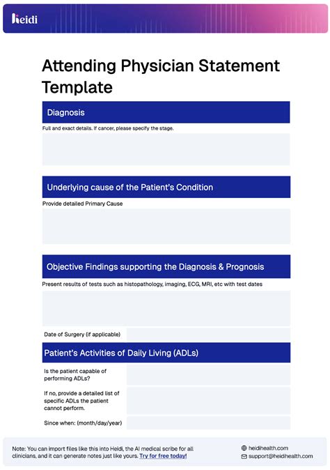 Attending Physician Template with Examples - Heidi Health | Heidi AI