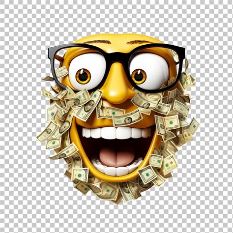 Money Mouth Face Emoji PNG | Emoticon with Currency Eyes | Affluence ...