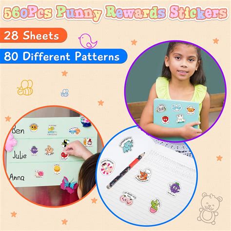 MonEnfance 560 Pieces Punny Fun Reward Stickers for Kids Punny India | Ubuy