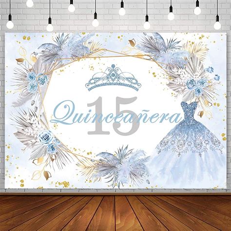 SENDY 7x5ft Quinceanera 15th Birthday Backdrop for Sweet Girl Boho Blue ...