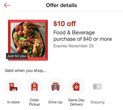 Target Circle: $10 off $40 food and beverage purchase