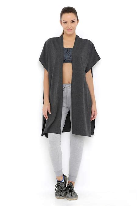 Buy Grey Cotton Plain Open Neck Jacket For Women by Tuna London - {Tuna ...