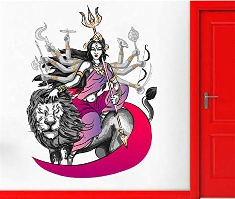 Buy Rawpockets Decal ' Goddess Durga with Lion ' (Material - PVC Vinyl ...