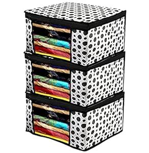 Kuber Industries Foldable Saree Covers With Zip|Polka Dots Wardrobe ...