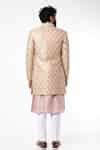 Buy Cream Silk Embroidered Thread Work Jacket And Kurta Set For Men by ...