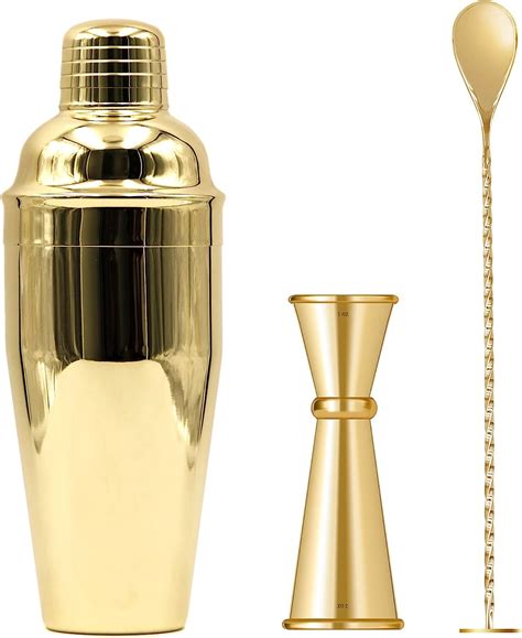 Homestia Gold Cocktail Shaker Set Bartender Kit Stainless Steel 24oz ...