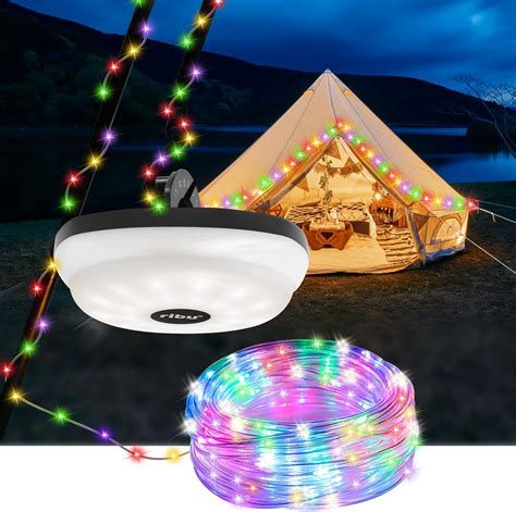 RIBU Camping String Lights,RGB,5 Lighting Modes,2in1 USB Rechargeable ...