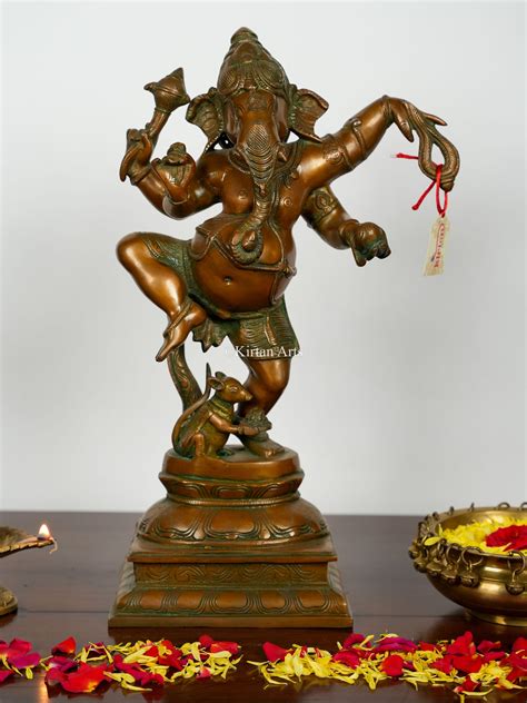 Brass Dancing Ganesha | 18" | Antique Bronze Finish – Kirtan Arts