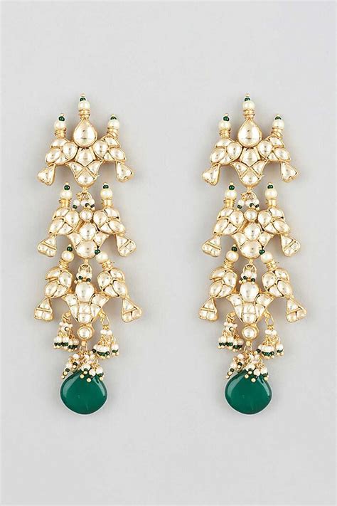 Shop Green Kundan Dangler Earrings by VIVINIA BY VIDHI MEHRA at House ...