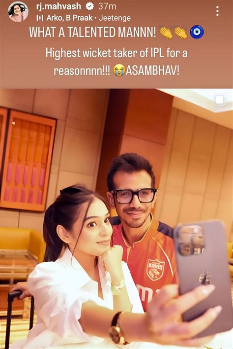 RJ Mahvash congratulates Yuzvendra Chahal after his brilliant spell in ...