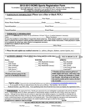 Sports Registration Form 2021 | pdfFiller