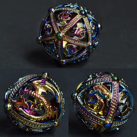 Buy RULE DICE Metal DND Dice Set, 7 Round Hollow Sphere Design for ...