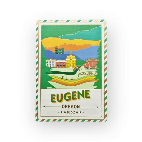 Eugene - Oregon - Postcard - Textured Foil - Landmarks Unlimited